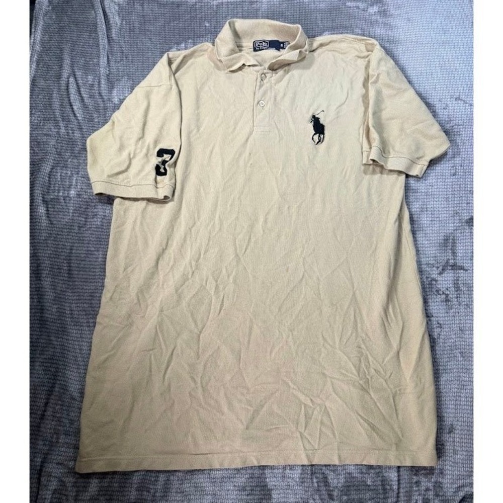 Vintage Polo Ralph Lauren Big Pony Shirt Mens 3XLT Beige Short Sleeve Big & Tall